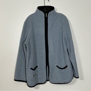 Oberwalder Austrian Traditional Loden Wool Blend Blue Floral Jacket